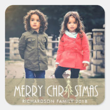 MODERN SILVER MERRY CHRISTMAS DOODLE HOLIDAY FOTO