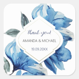 Adesivo Quadrado Modern Watercolor Boho Indigo Blue Abstrato