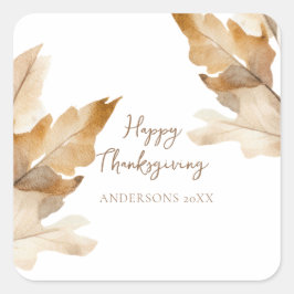 Adesivo Quadrado Modern Watercolor Leaf Thanksgiving