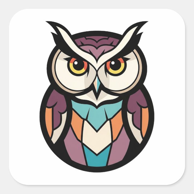 Adesivo Quadrado Modern Wisdom Owl Illustration (Frente)