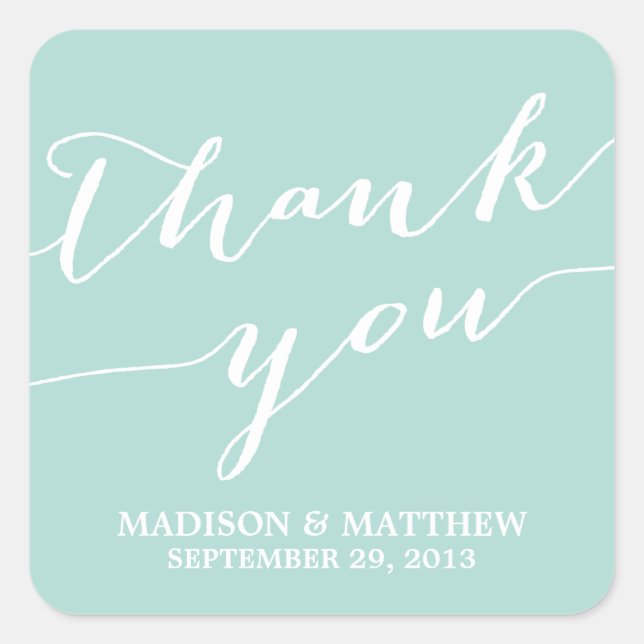 ADESIVO QUADRADO MODERNA CALLIGRAPHY | RÓTULOS DE FAVOR DE CASAMENT (Frente)