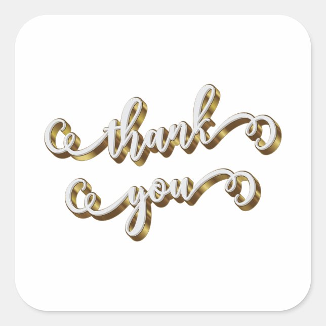 Adesivo Quadrado Moderna Tipografia Dourada Obrigado  (Frente)