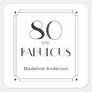 Adesivo Quadrado Moderno 80 & Fabuloso Aniversário de 80 Anos