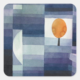 Adesivo Quadrado Moderno Abstrato Geométrico Azul Laranja Klee