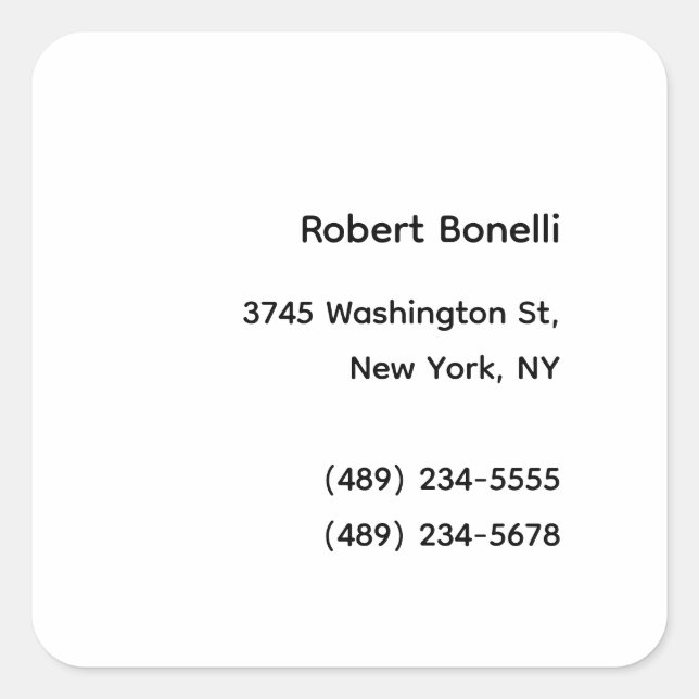 Adesivo Quadrado Moderno Branco Simples Minimalista (Frente)