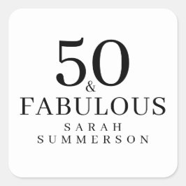Adesivo Quadrado Moderno Cinquenta e Fabuloso Aniversário de 50 Ano