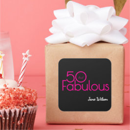 Adesivo Quadrado Moderno Cinquenta e Fabuloso Aniversário de 50 Ano