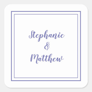Adesivo Quadrado Moderno do Casamento Minimalista Obrigado Periwink