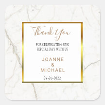 Moderno Dourado Casamento Marble Obrigado A Favor