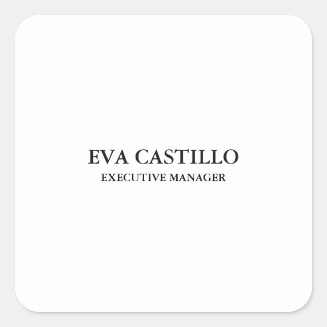 Adesivo Quadrado Moderno Elegante Simples Gerente  (Frente)