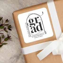 Adesivo Quadrado Moderno Minimalista Arco Preto Graduação Negrito