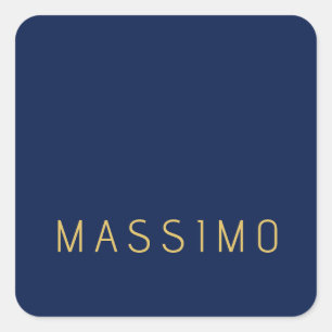 Adesivo Quadrado Moderno Minimalista Azul Ouro Profissional Tendênc