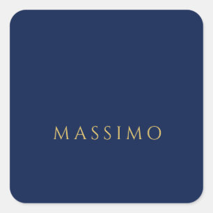 Adesivo Quadrado Moderno Minimalista Azul Ouro Profissional Tendênc