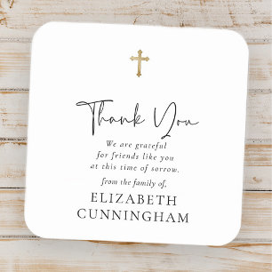 Adesivo Quadrado Moderno Script Cursivo Faux Dourado Cross Memorial