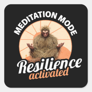 Adesivo Quadrado Modo de Meditação: Resistência Ativada Pé-Grande