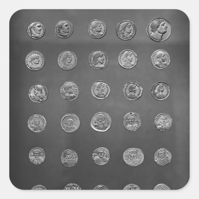 Adesivo Quadrado Moedas bizantinas e romanas do século XX-2010 (Frente)