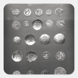 Adesivo Quadrado Moedas bizantinas, romanas e de Sassanian