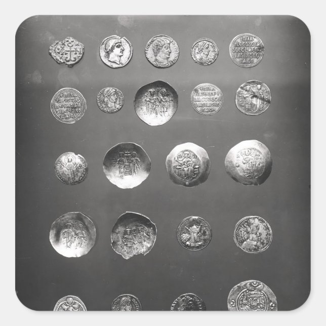 Adesivo Quadrado Moedas bizantinas, romanas e sassanianas (Frente)