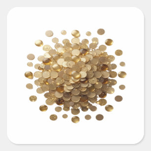 Adesivo Quadrado Moedas de Ouro Únicas EXPLOSÃO DE MOEDAS DE OURO E