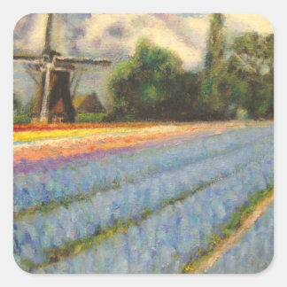 Adesivo Quadrado Moinho de vento das flores da primavera