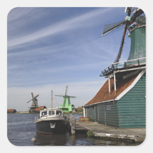 Adesivo Quadrado Moinho de vento, Zaanse Schans, Holanda, Países Ba