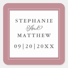 Adesivo Quadrado Moldura Chic de Caligrafia Elegante de Casamento d