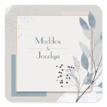 Moldura de casamento minimalista em azul empoeirad