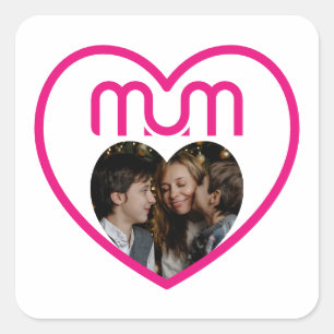 Adesivo Quadrado Moldura de foto Pink MUM Love