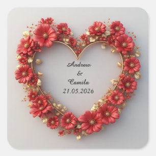 Adesivo Quadrado Moldura Dourada de Casamento