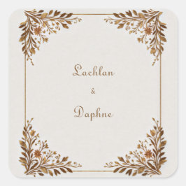 Adesivo Quadrado Moldura Dourada Metálica com Folha de Bronze Casam