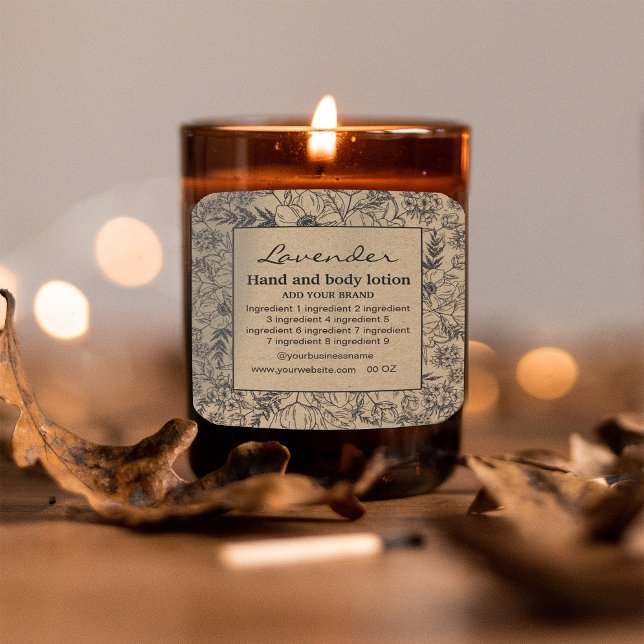 Adesivo Quadrado Moldura oral decorativa Rótulo Kraft Paper (Criador carregado)