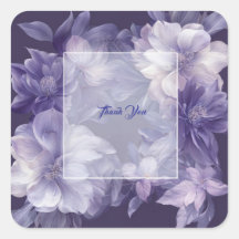 Moldura Quadrada de Aquarela Monocromática Floral 