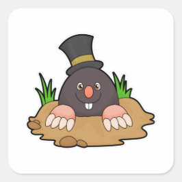 Adesivo Quadrado Mole com Molehill & Hat