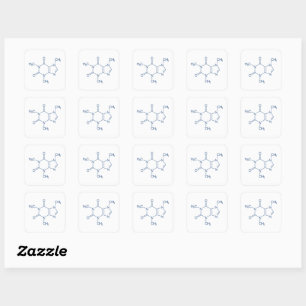 Adesivo Quadrado Molécula de café azul marinho