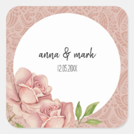 Adesivo Quadrado Molho de Rosas de Lâmpada Violeta Molhada