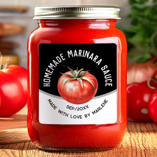 Adesivo Quadrado Molho marinara caseiro editável com tomate vermelh
