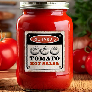 Adesivo Quadrado Molho Picante de Tomate Personalizado Enferrujado
