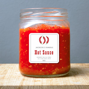 Adesivo Quadrado Molho Quente Homemade Rótulo Molho Chili