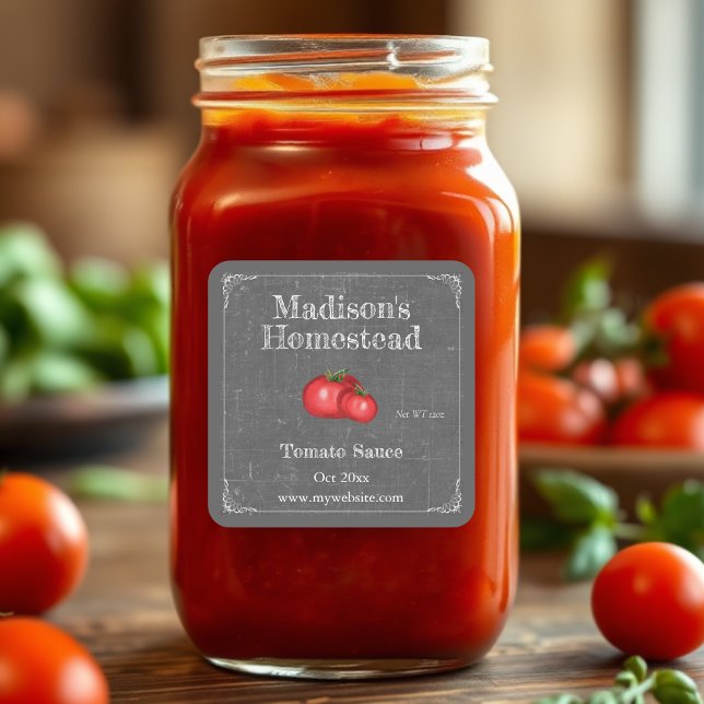 Adesivo Quadrado Molho Tomato | Vinheta quadrada (Criador carregado)