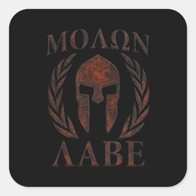 Adesivo Quadrado Molon Labe Iron Warrior Laurels (Frente)