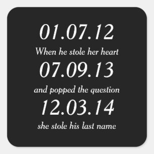 Adesivo Quadrado Momentos românticos casamento feito sob encomenda