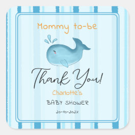 Adesivo Quadrado Mommy To Be Cute Whale Baby Shower