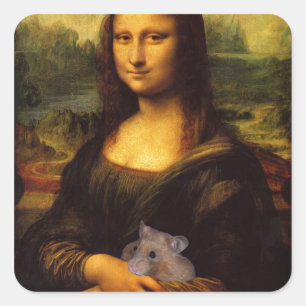 Adesivo Quadrado Mona Lisa Com Hamster