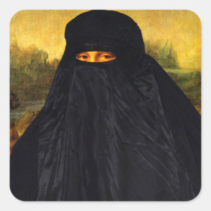 Adesivo Quadrado Mona Lisa escondida atrás do Burqa