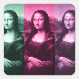 Adesivo Quadrado Mona Lisa Green Pink Purple