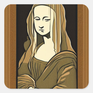 Adesivo Quadrado Mona Lisa Wood Estilo de Estilo de Estilo Sépia
