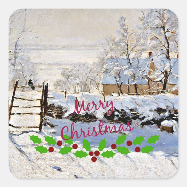 Adesivo Quadrado Monet - A Mágica com o Natal Holly (Frente)