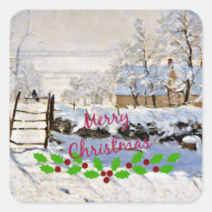 Adesivo Quadrado Monet - A Mágica com o Natal Holly