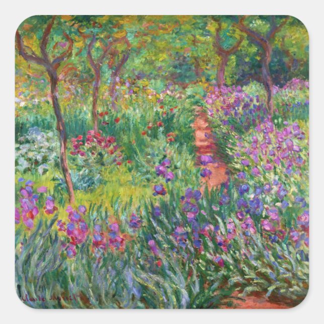 Adesivo Quadrado Monet Iris Garden no Giverny Stickers (Frente)