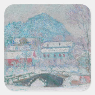 Adesivo Quadrado Monet - Noruega, Vila Sandviken na Neve